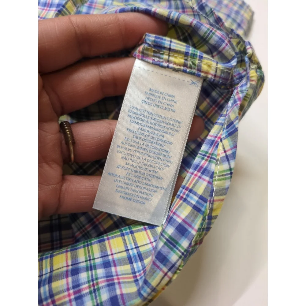 Ralph Lauren Baby Boys Plaid Button Up Long Sleeve Size 6 M Blue Green Yellow